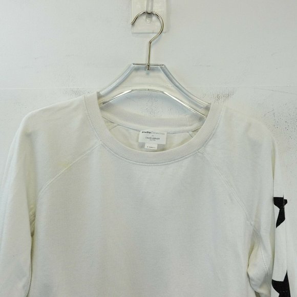 STUDIO COLLECTION Womens Cotton White Raglan Sweater XS Sweatshirt Crewneck Star - Picture 5 of 13